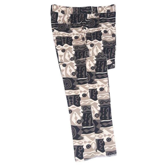 Mens Gurkha Pants 38 Abstract Corduroy Trousers Beige Brown Straight Flat Front - Picture 2 of 7